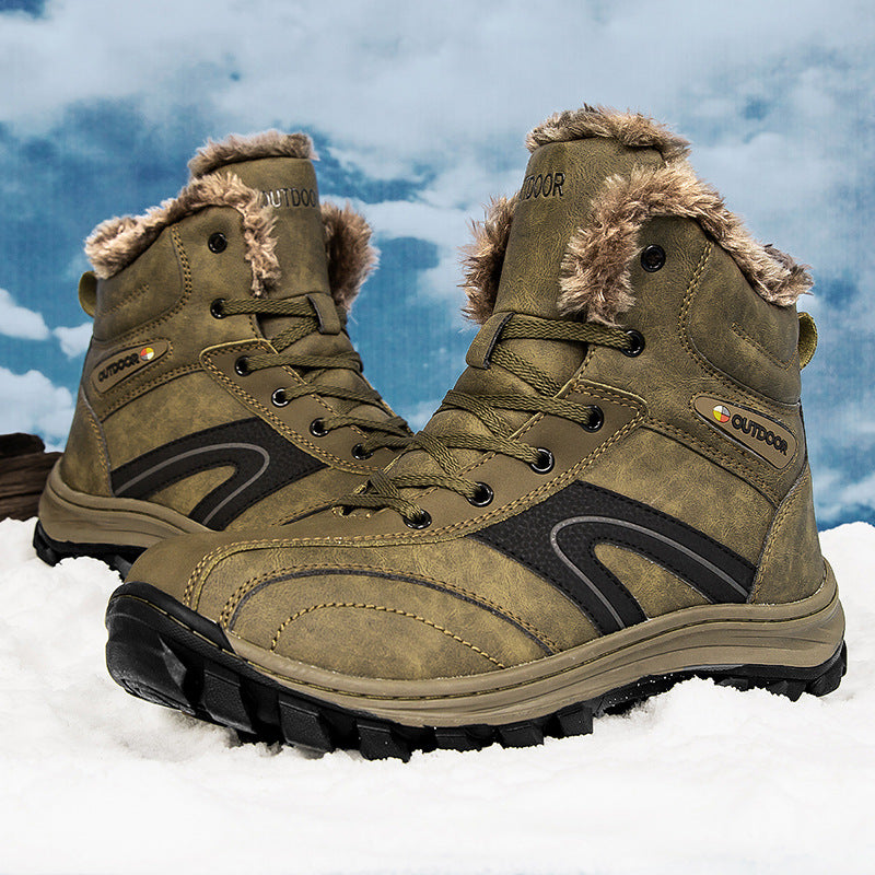 Winter Cotton Velvet Lined Plus-Size Hiking Boots