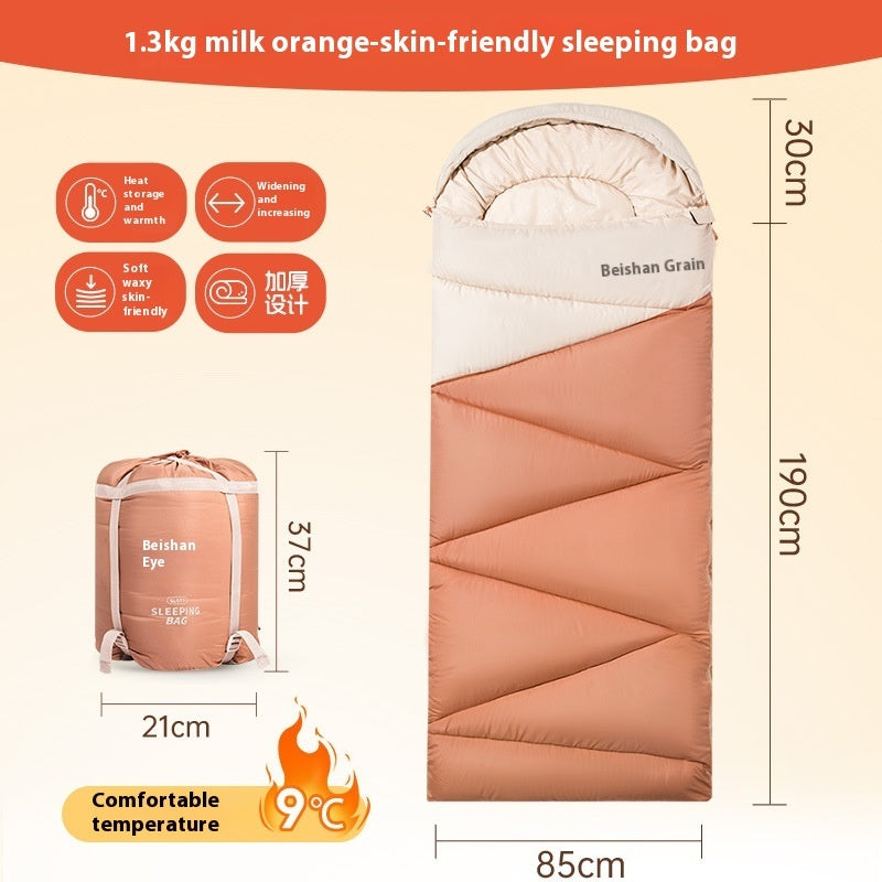 Outdoor Thickened Cold-Protection Sleeping Bag for Camping and Travel