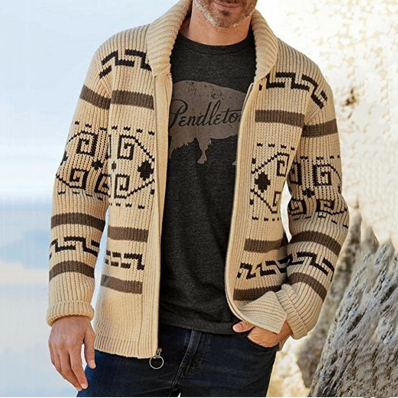 Men’s Camouflage Print Lapel Sweater Jacket