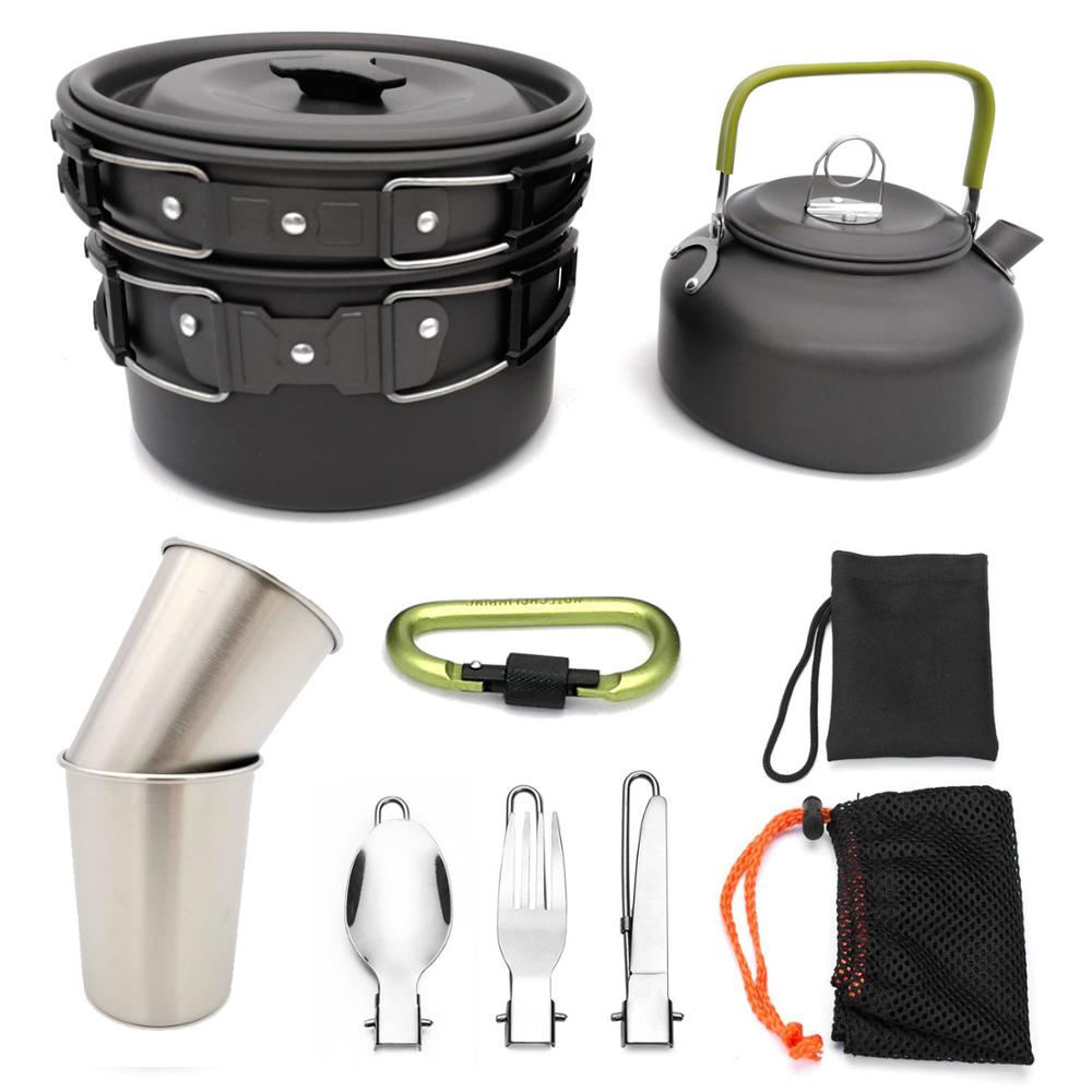 Outdoor Camping Cookware Set With Travel Tableware Utensils