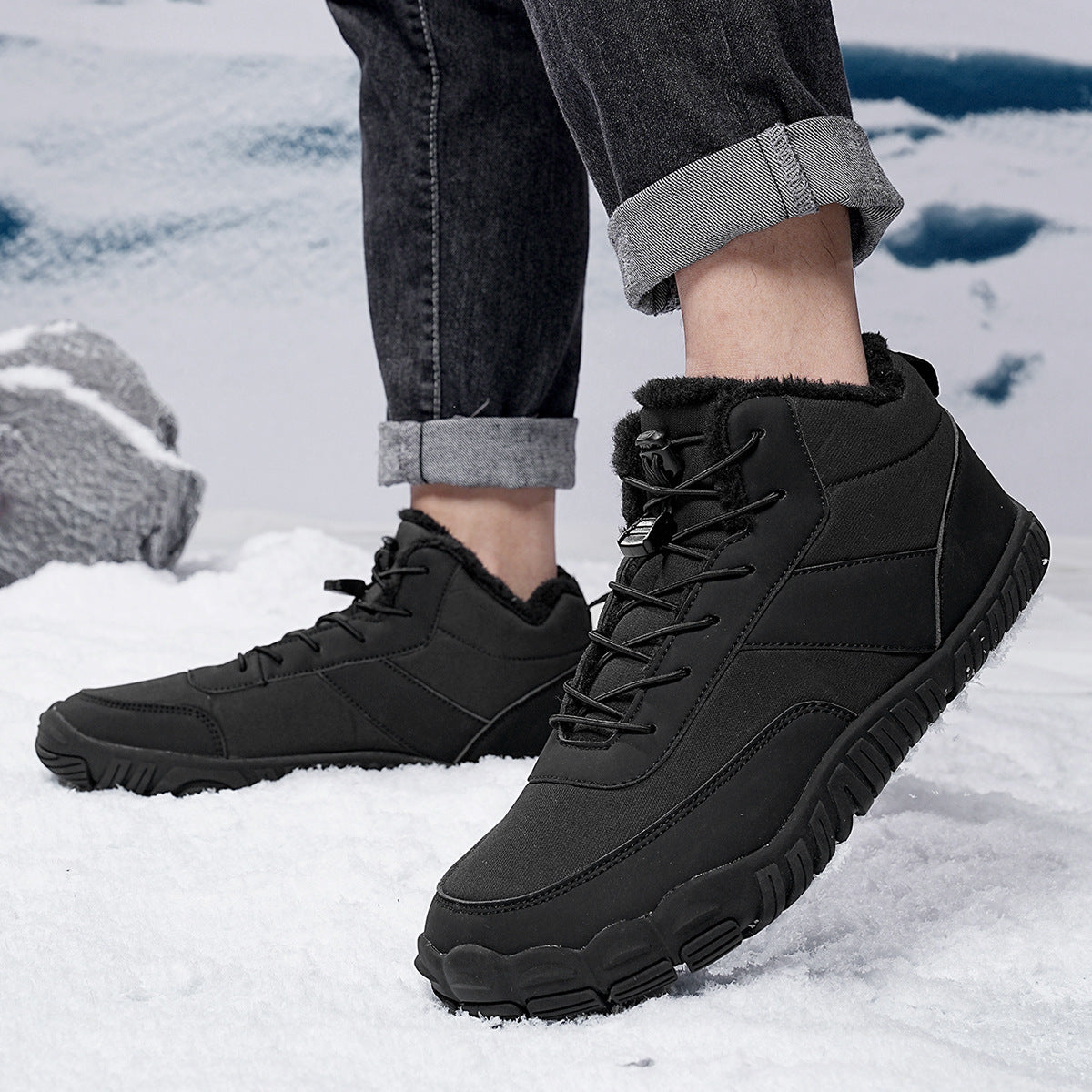 Men’s Outdoor Five-Toe Cotton-Padded Hiking Snow Boots