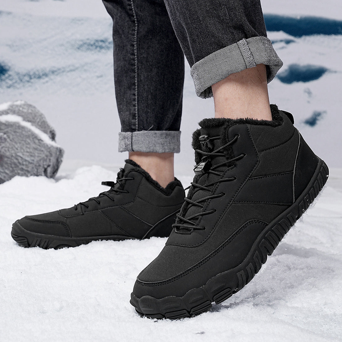 Men’s Outdoor Five-Toe Cotton-Padded Hiking Snow Boots