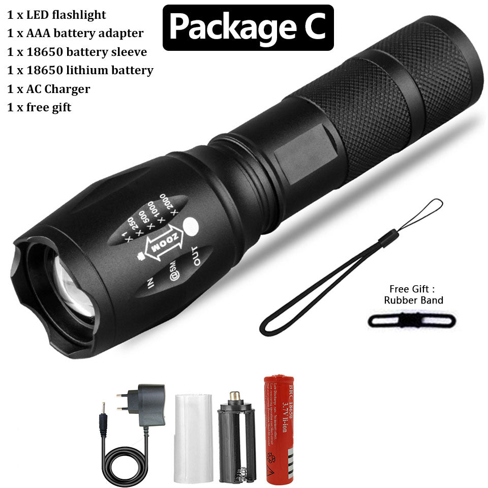 Rechargeable Waterproof Super Bright Tactical Mini Flashlight