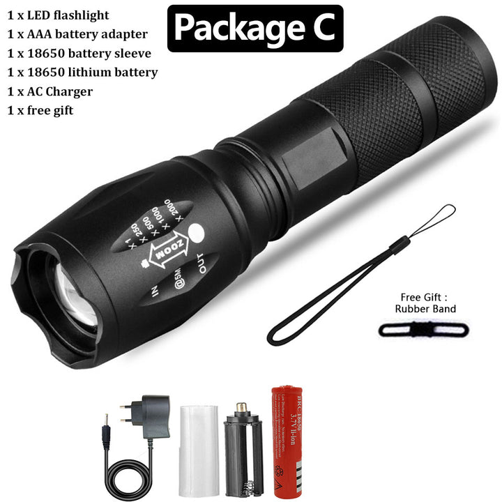 Rechargeable Waterproof Super Bright Tactical Mini Flashlight