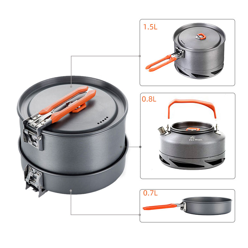 Portable Outdoor Camping Cookware – Heat Set for Picnic
