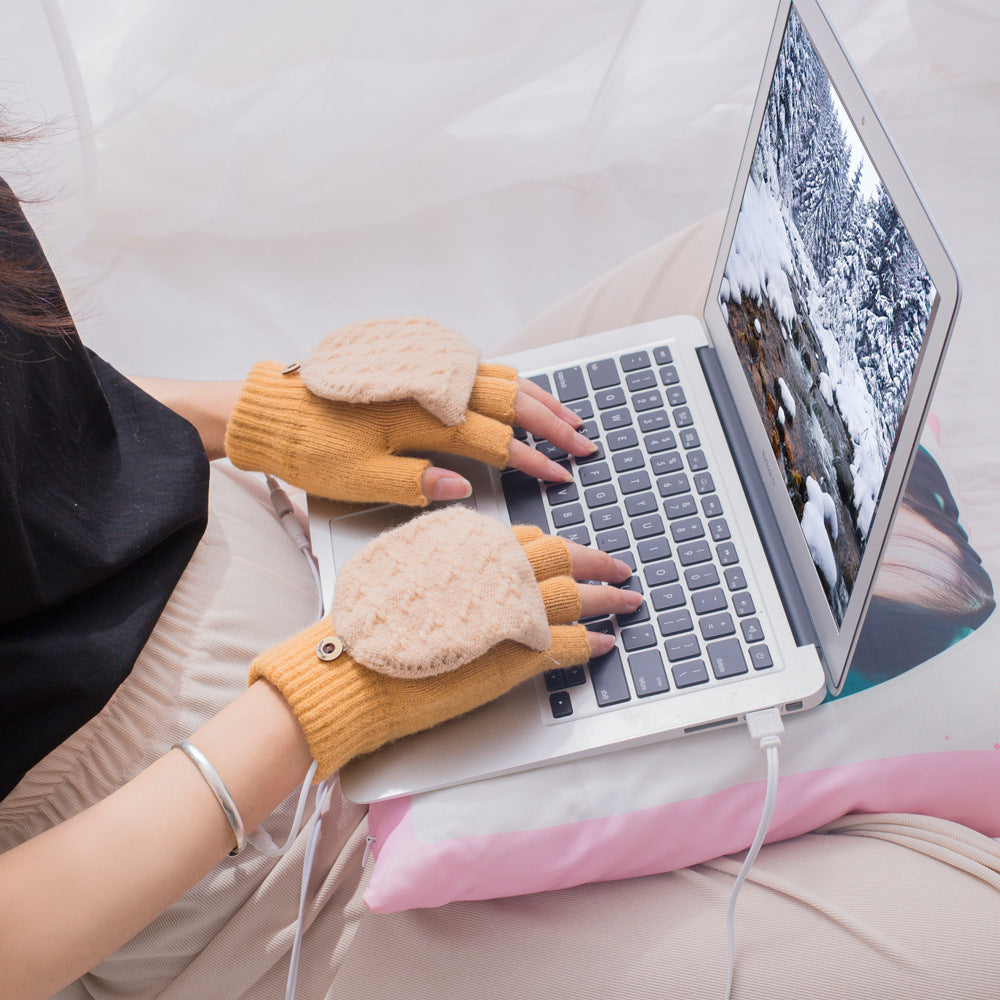 5V USB Heated Winter Knitted Gloves
