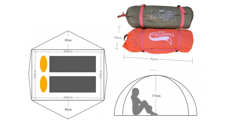 Outdoor Double Camping Tent with Sun Protection