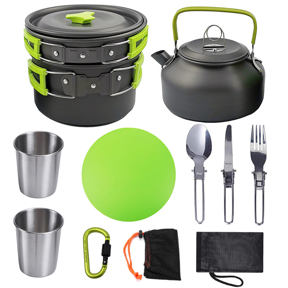 Outdoor Camping Cookware Set With Travel Tableware Utensils