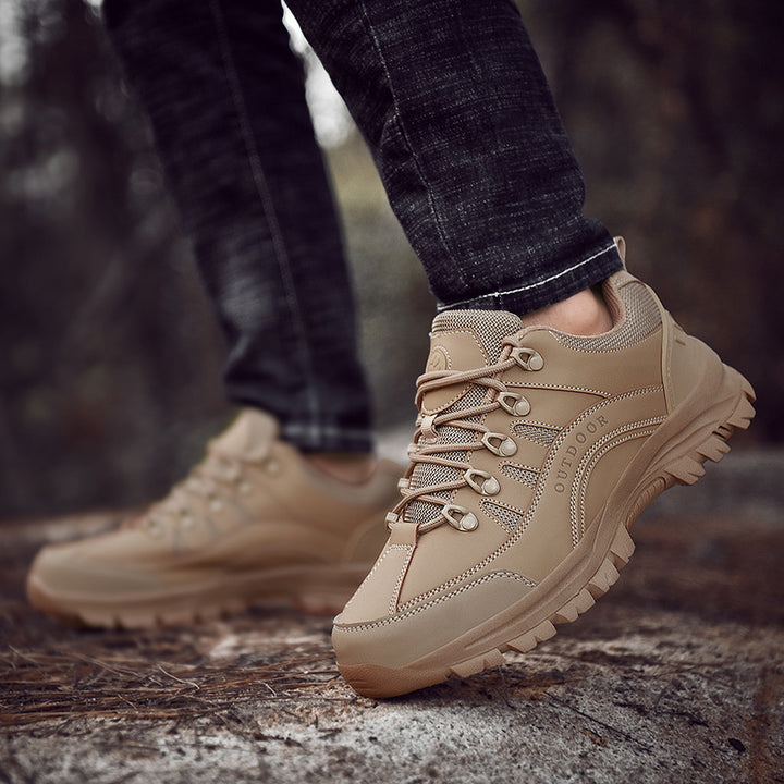 Men’s Autumn Winter Leather Low-Top Hiking Boots