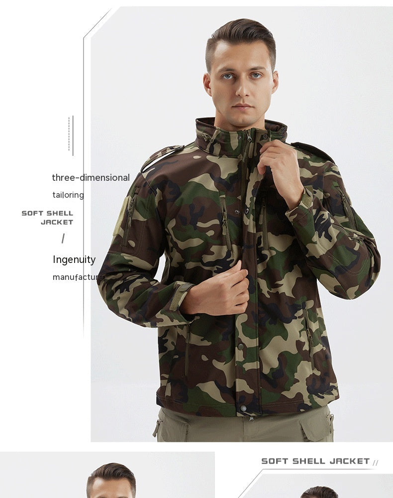 Men’s Camouflage Waterproof Softshell Fleece Jacket