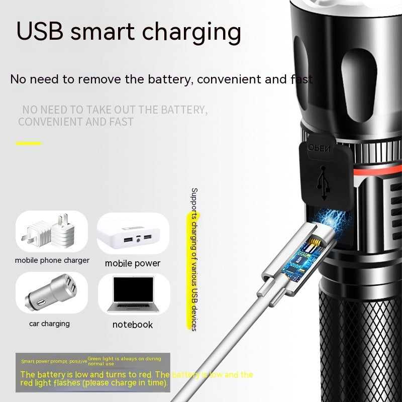 T6 Multifunctional Telescopic Outdoor Camping Flashlight