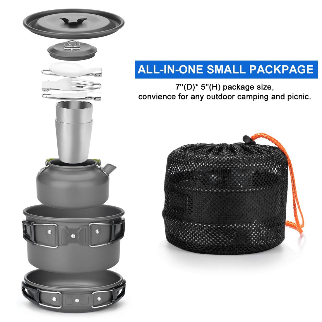 Outdoor Camping Cookware Set With Travel Tableware Utensils