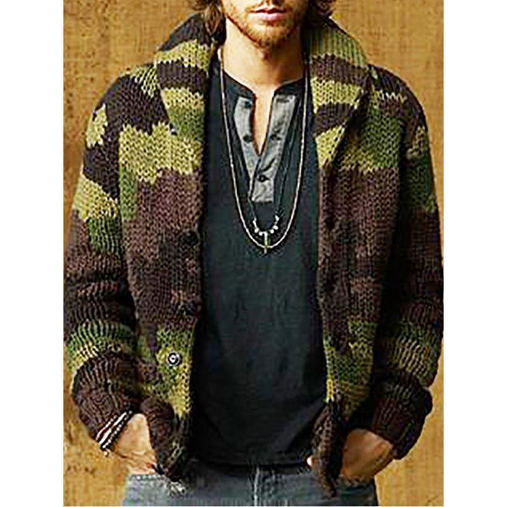 Men’s Camouflage Print Lapel Sweater Jacket