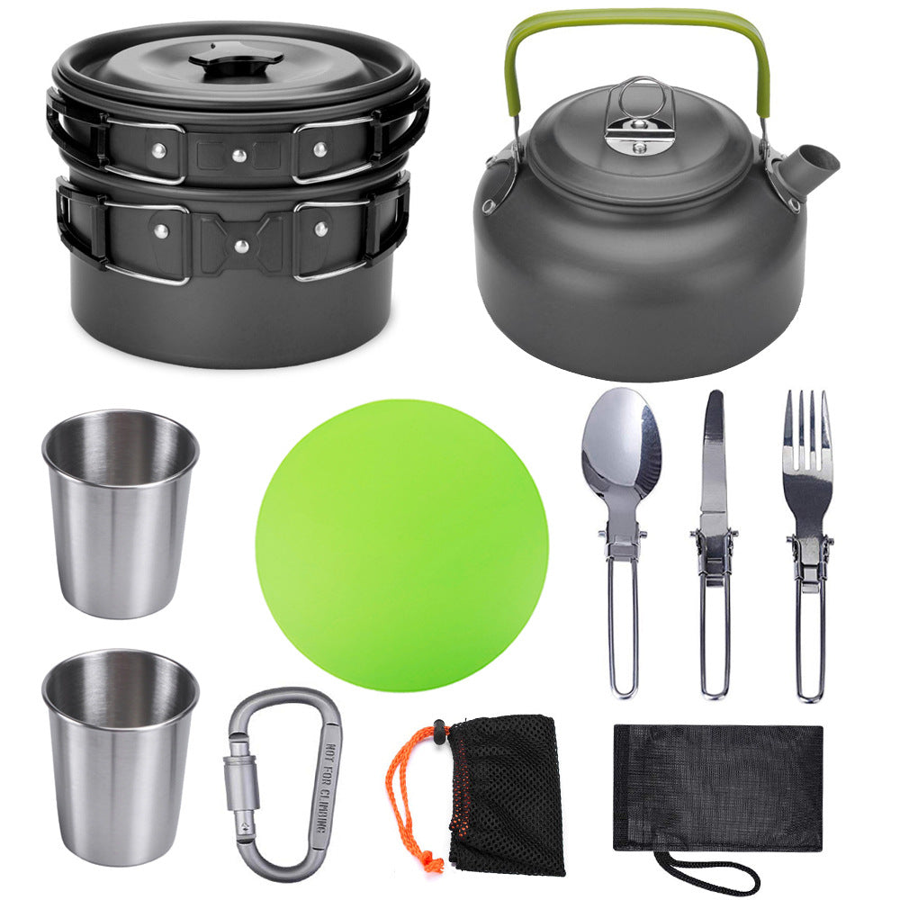 Outdoor Camping Cookware Set With Travel Tableware Utensils
