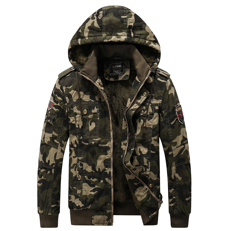 Men’s Outdoor Windproof Camouflage Tactical Fleece Jacket