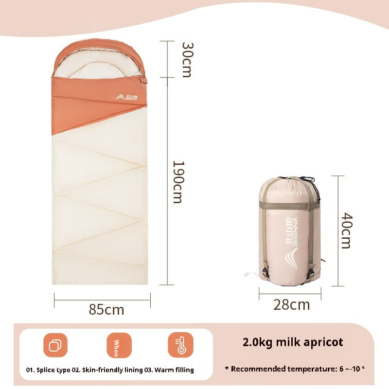 Outdoor Thickened Cold-Protection Sleeping Bag for Camping and Travel
