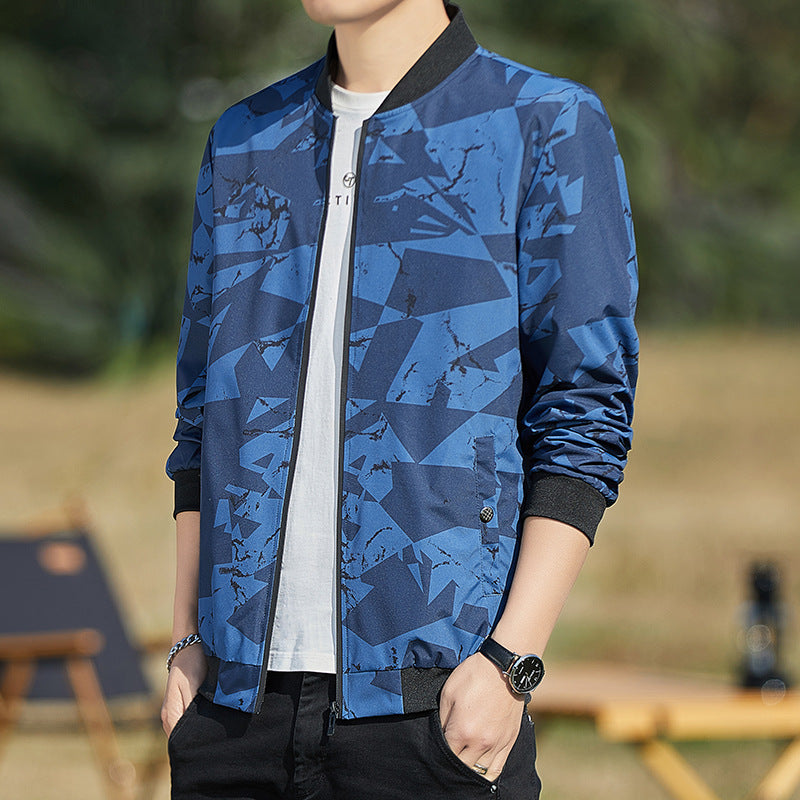 Men’s Stand Collar Casual Baseball Camouflage Jacket