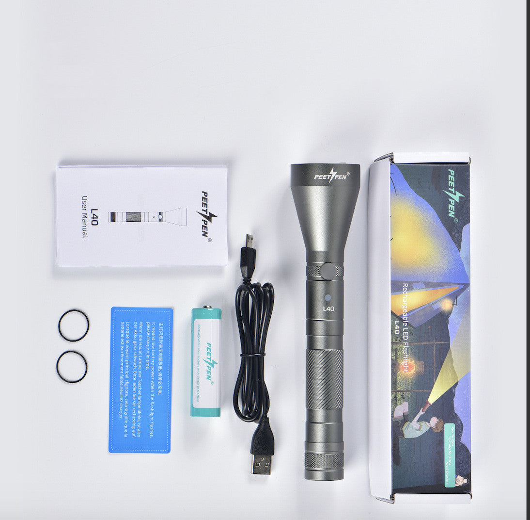 Long Range USB Rechargeable Waterproof Camping Flashlight With Compass