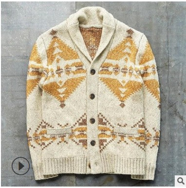 Men’s Camouflage Print Lapel Sweater Jacket