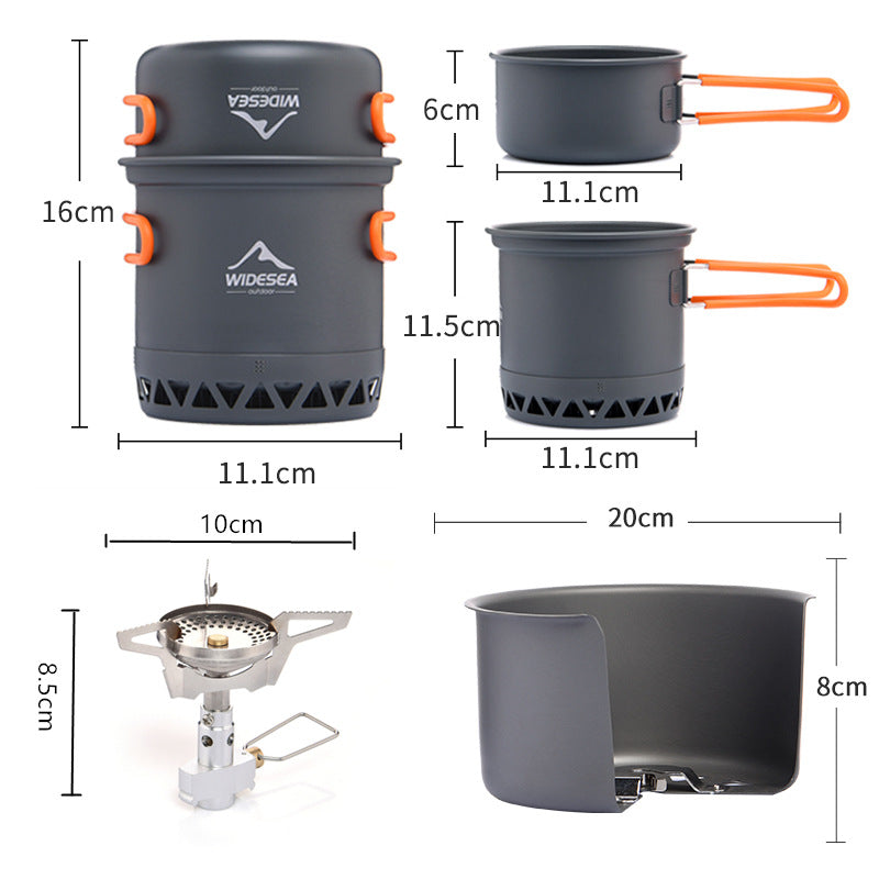 Widesea Outdoor Camping Cookware Set with Heat-Boosting Design