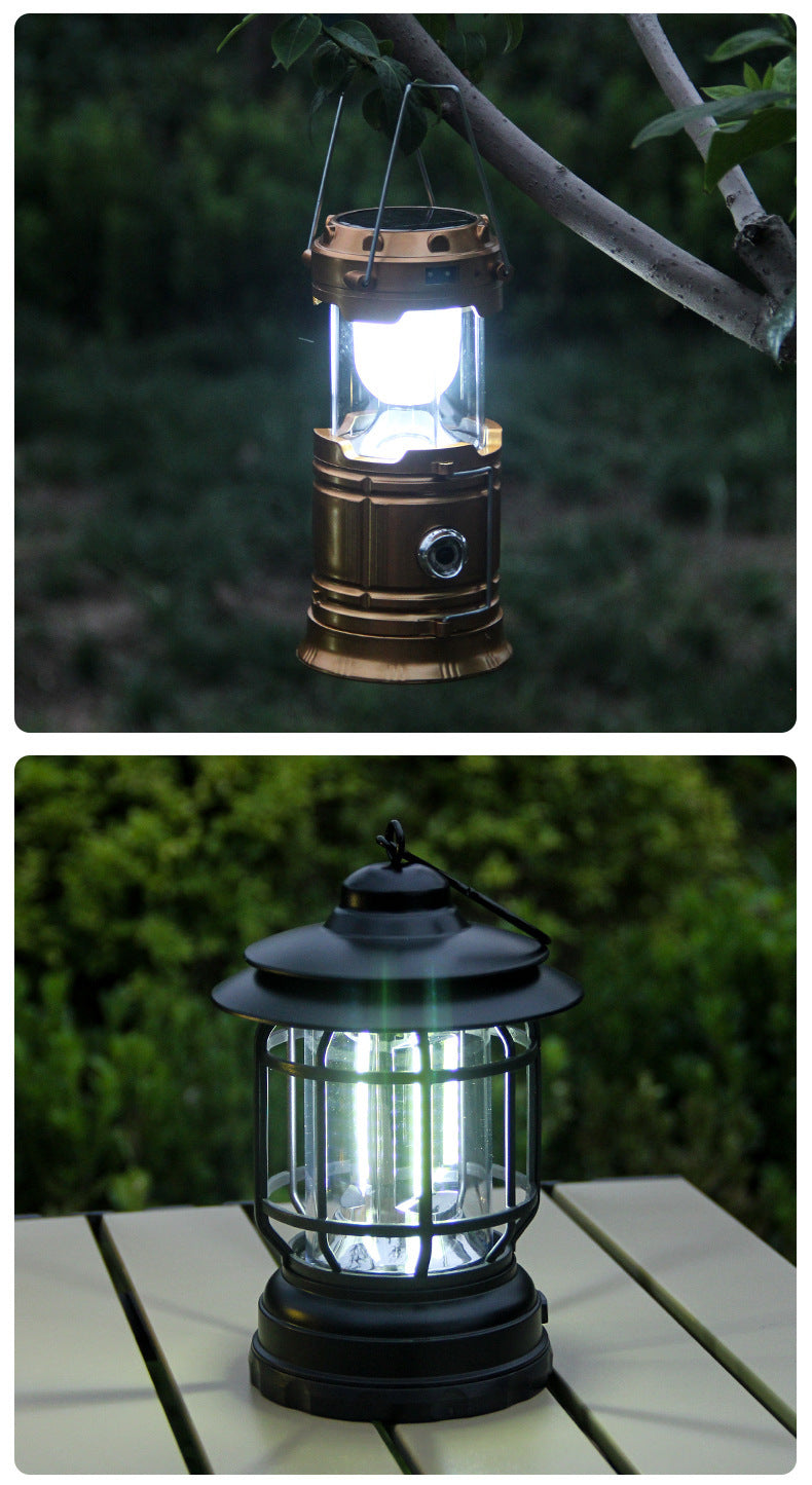 Outdoor Retro Revolving Camping Lantern – Rechargeable Portable Lamp