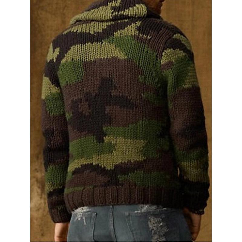 Men’s Camouflage Print Lapel Sweater Jacket