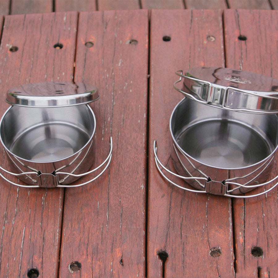 Outdoor Stainless Steel Portable Camping Cookware Pot Set