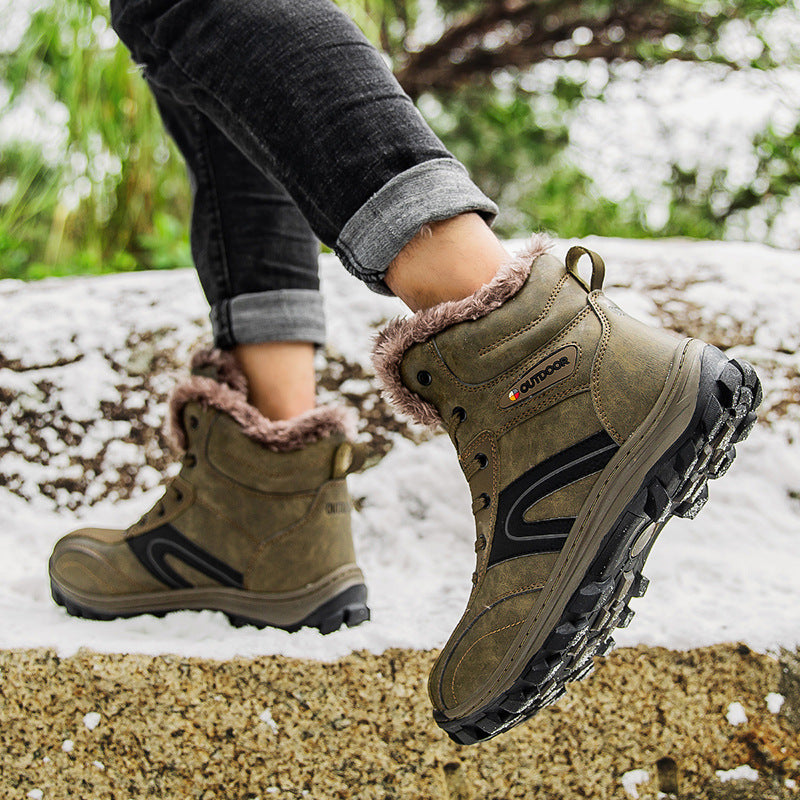 Winter Cotton Velvet Lined Plus-Size Hiking Boots