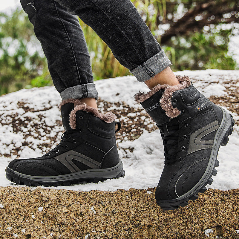 Winter Cotton Velvet Lined Plus-Size Hiking Boots
