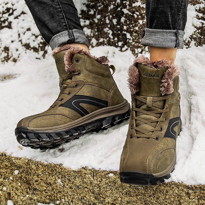 Winter Cotton Velvet Lined Plus-Size Hiking Boots