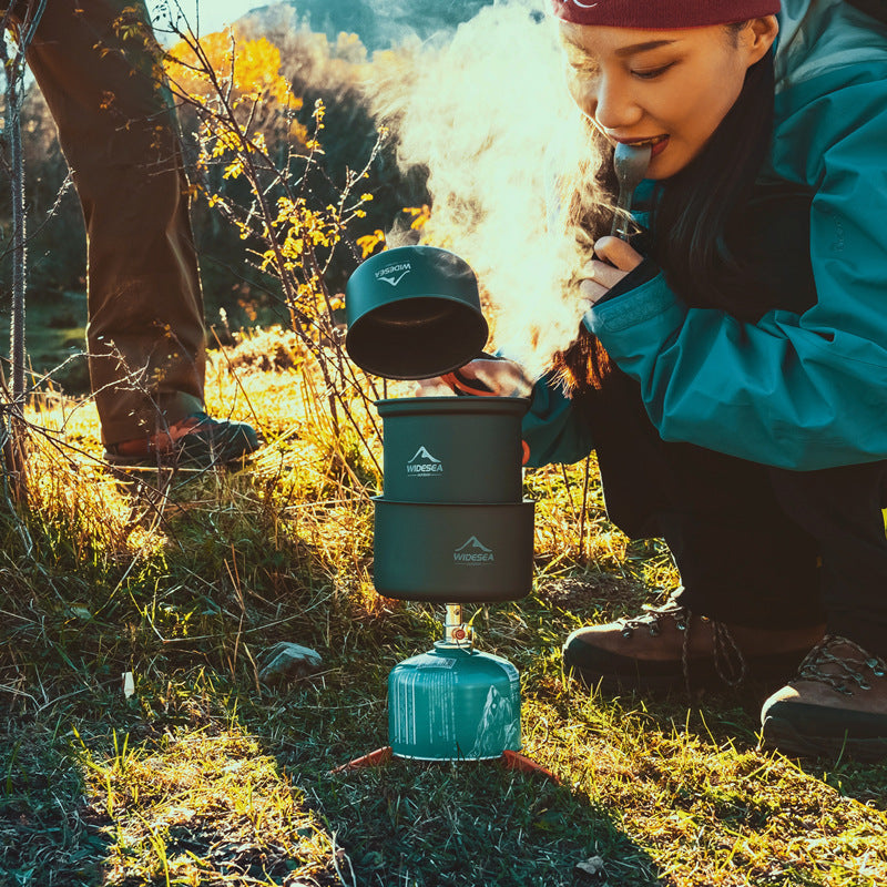Widesea Outdoor Camping Cookware Set with Heat-Boosting Design