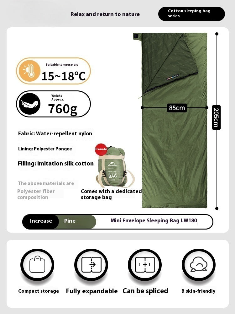 Summer Lightweight Envelope Sleeping Bag for Outdoor Travel