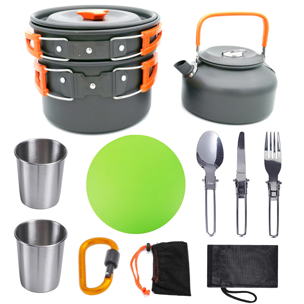 Outdoor Camping Cookware Set With Travel Tableware Utensils