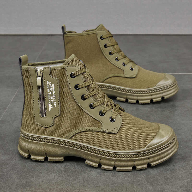 Men’s High-Top Hiking Boots With Side Zipper