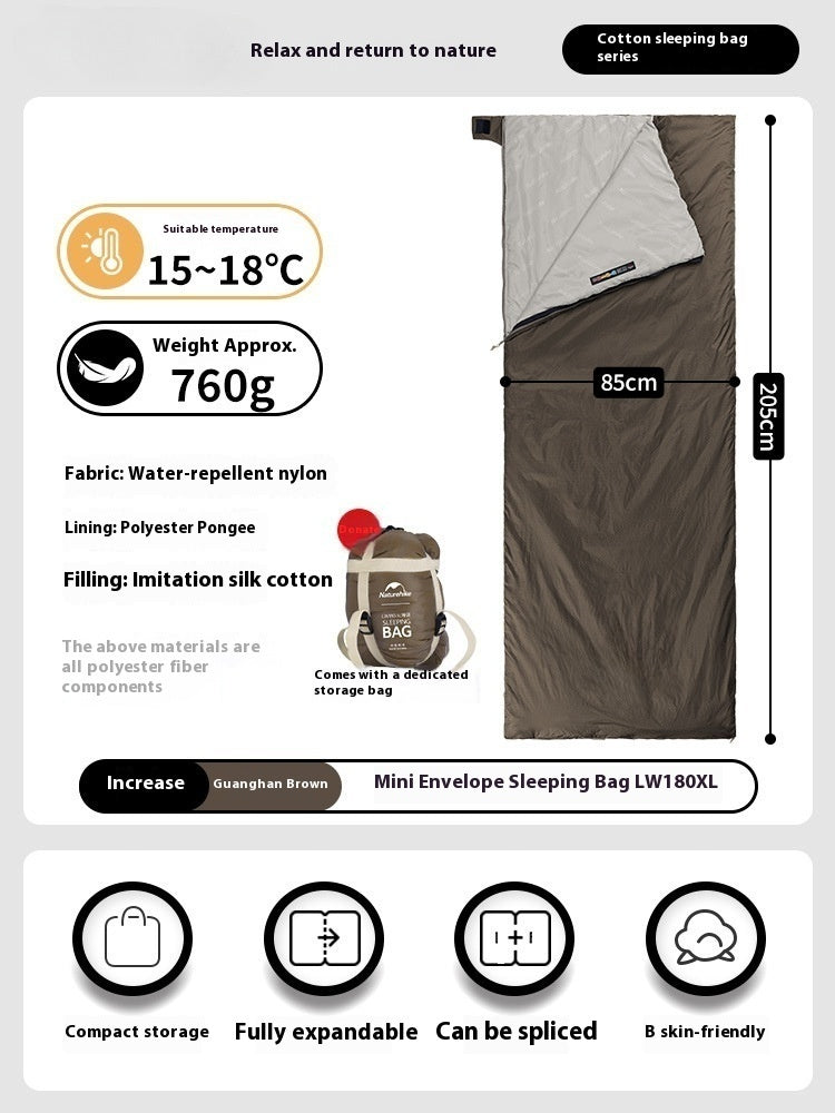 Summer Lightweight Envelope Sleeping Bag for Outdoor Travel