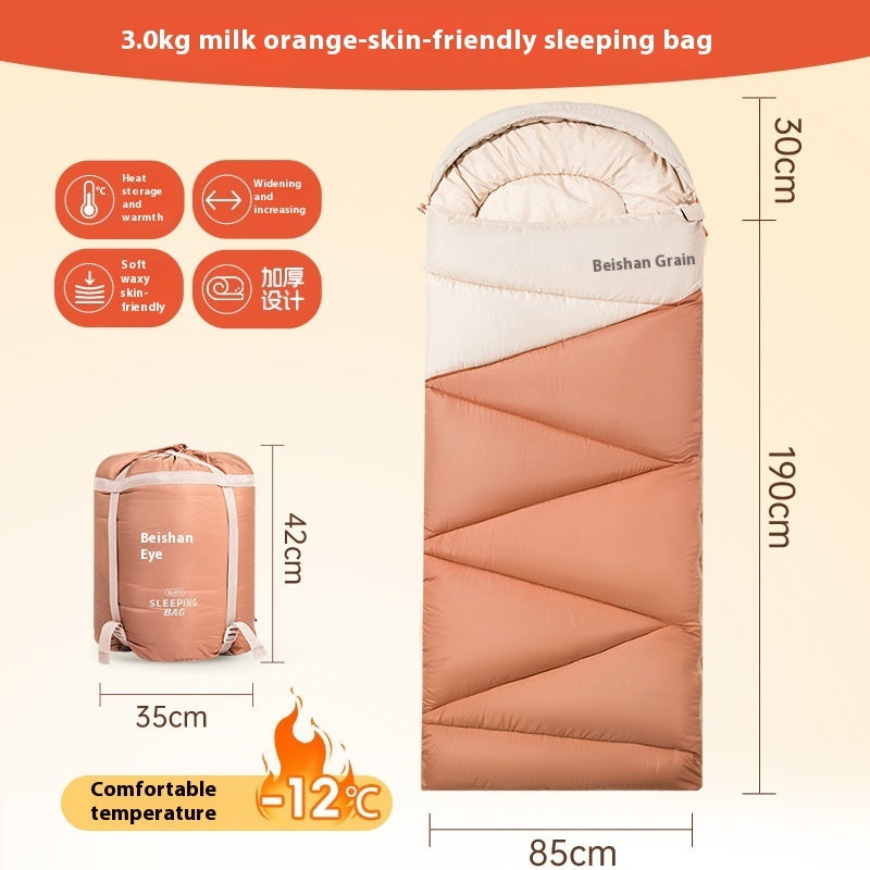 Outdoor Thickened Cold-Protection Sleeping Bag for Camping and Travel