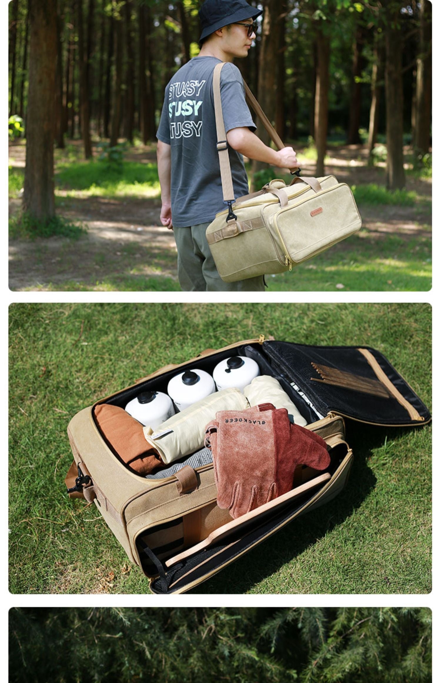Camping Cookware Set With Gas Stove And Picnic Bag
