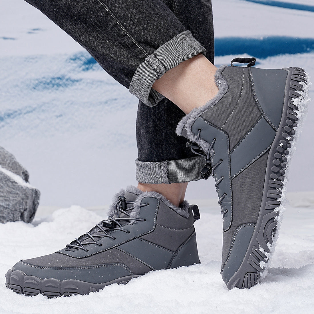 Men’s Outdoor Five-Toe Cotton-Padded Hiking Snow Boots