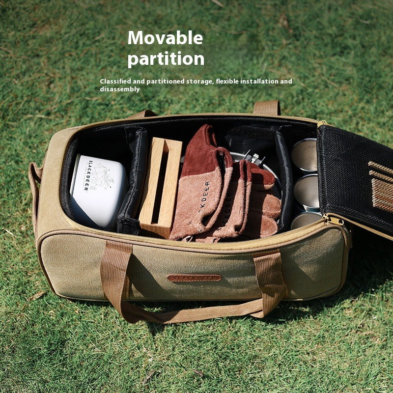 Camping Cookware Set With Gas Stove And Picnic Bag