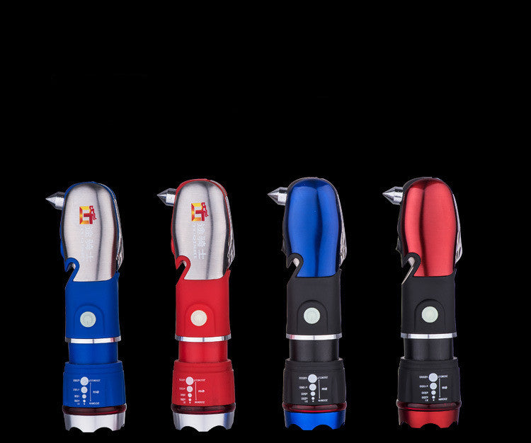 Multifunctional LED Flashlight With Safety Escape Hammer