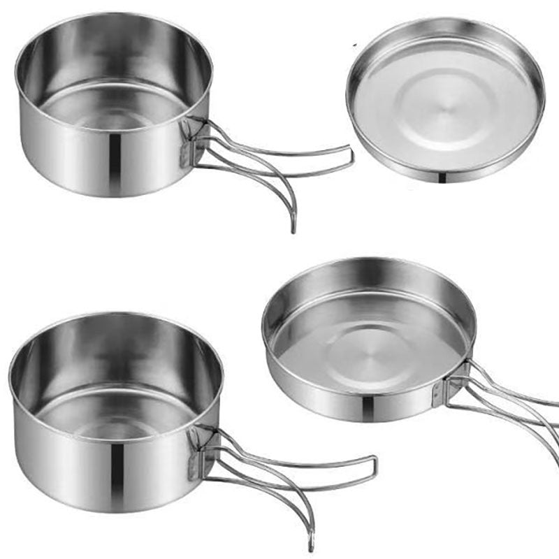 Outdoor Stainless Steel Portable Camping Cookware Pot Set