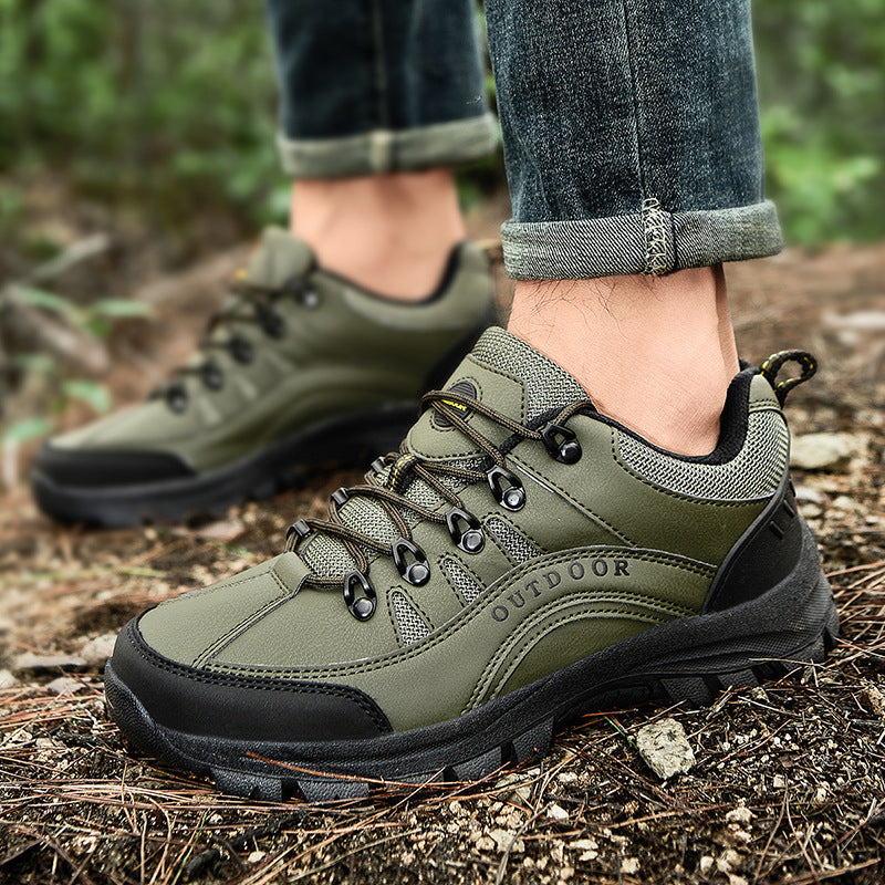 Men’s Autumn Winter Leather Low-Top Hiking Boots