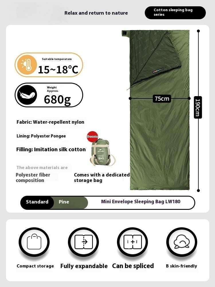 Summer Lightweight Envelope Sleeping Bag for Outdoor Travel