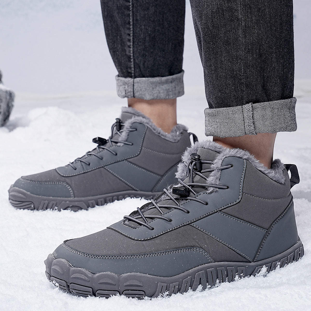 Men’s Outdoor Five-Toe Cotton-Padded Hiking Snow Boots