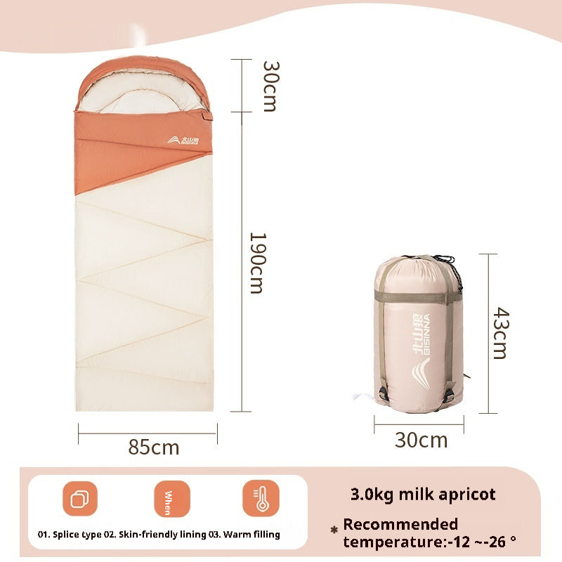 Outdoor Thickened Cold-Protection Sleeping Bag for Camping and Travel