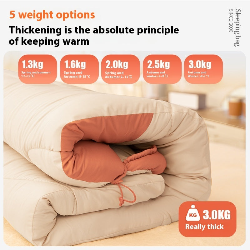 Outdoor Thickened Cold-Protection Sleeping Bag for Camping and Travel
