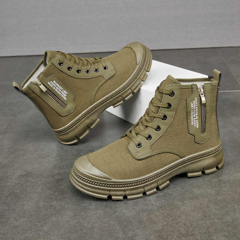 Men’s High-Top Hiking Boots With Side Zipper