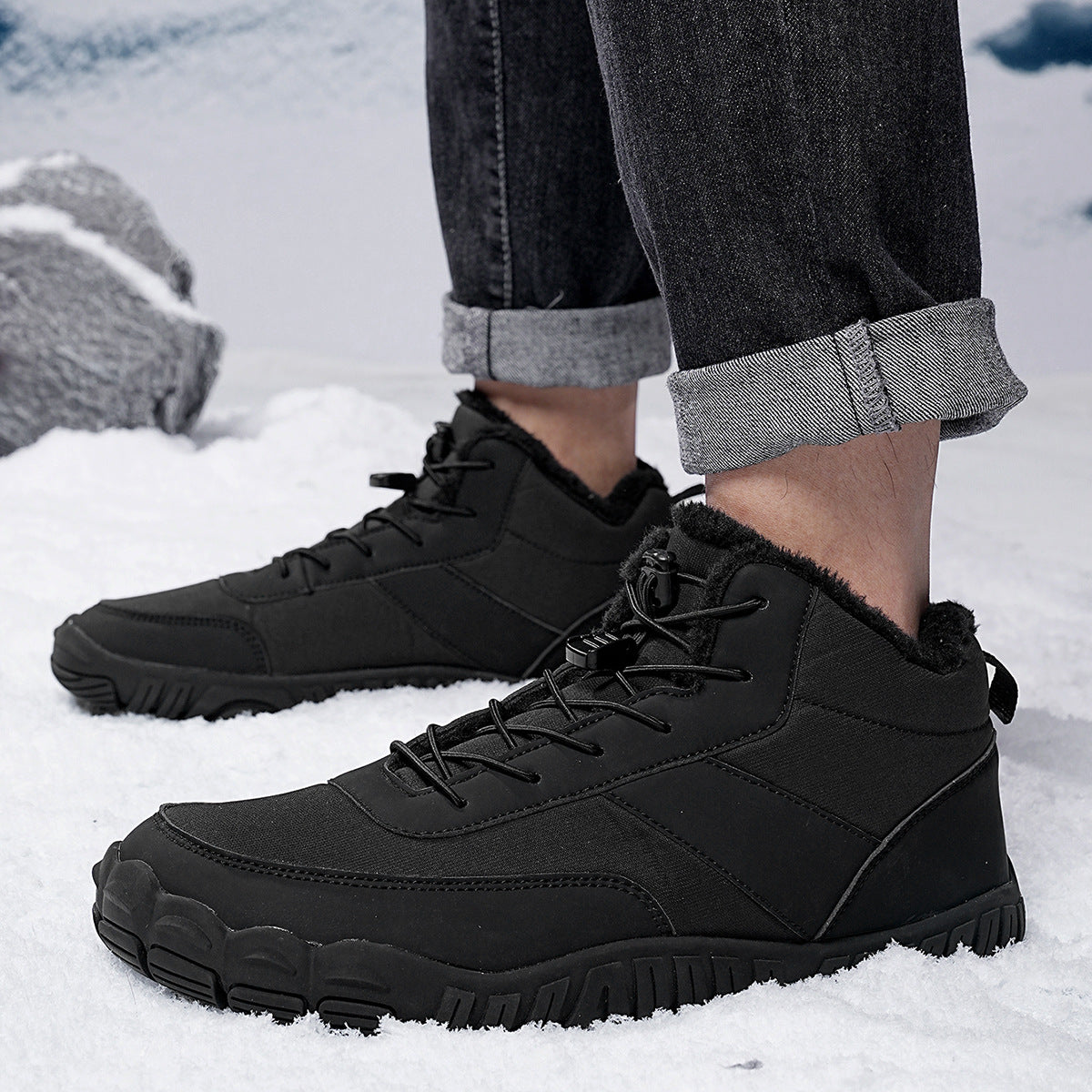 Men’s Outdoor Five-Toe Cotton-Padded Hiking Snow Boots