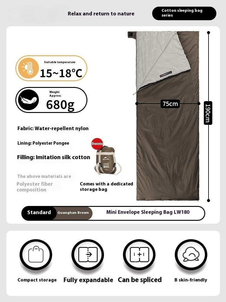 Summer Lightweight Envelope Sleeping Bag for Outdoor Travel
