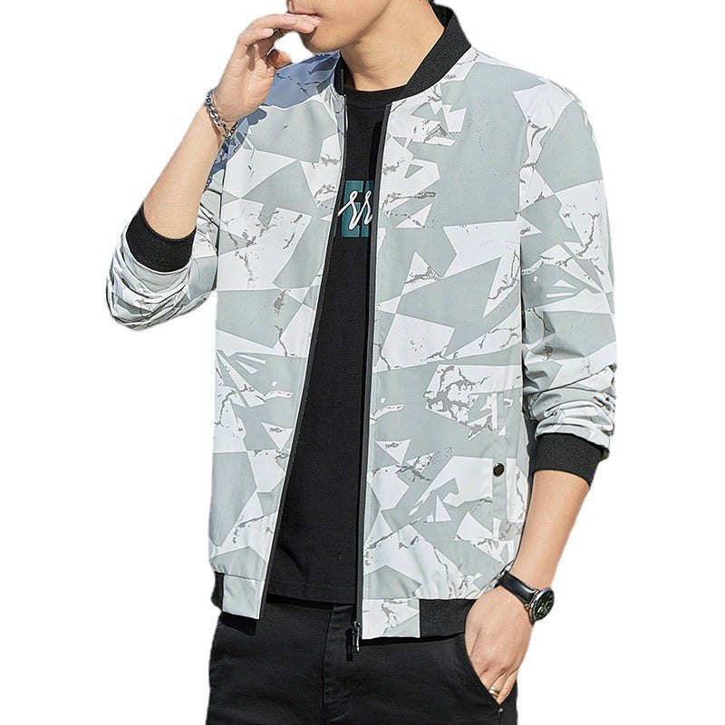 Men’s Stand Collar Casual Baseball Camouflage Jacket